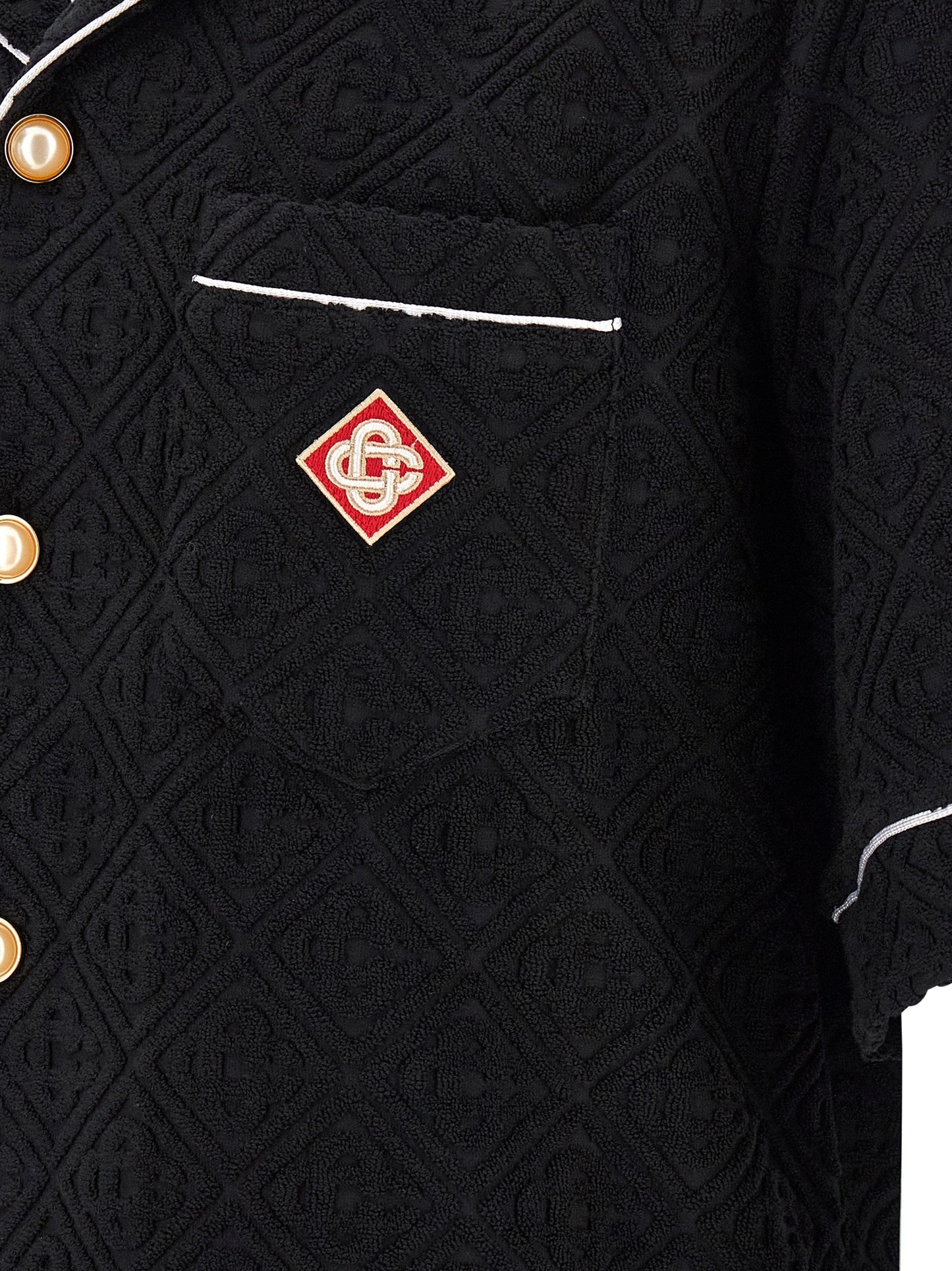 Casablanca Cotton Terrycloth Monogram Shirt — Black