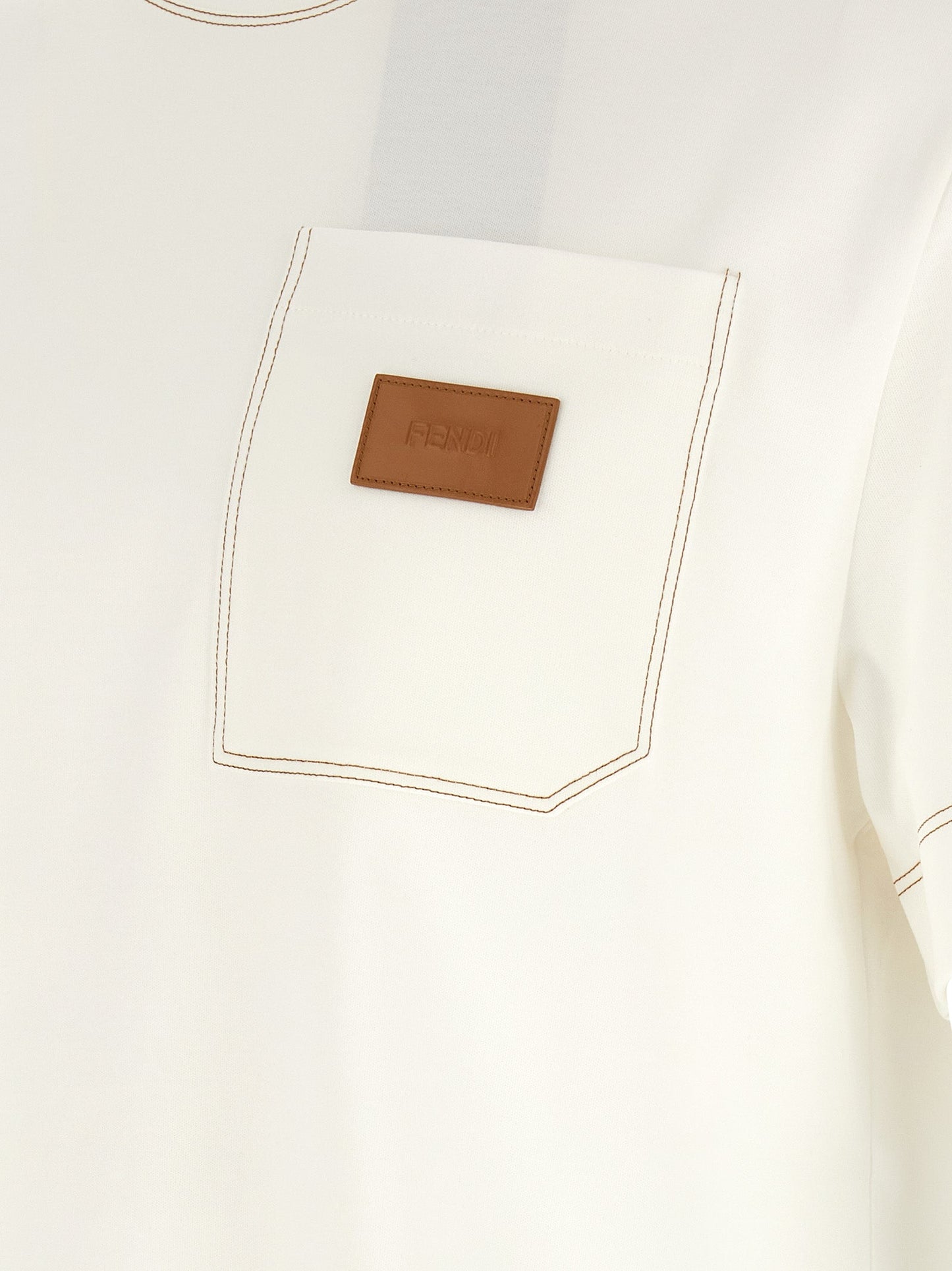Fendi Logo-Patch Cotton T-Shirt — White