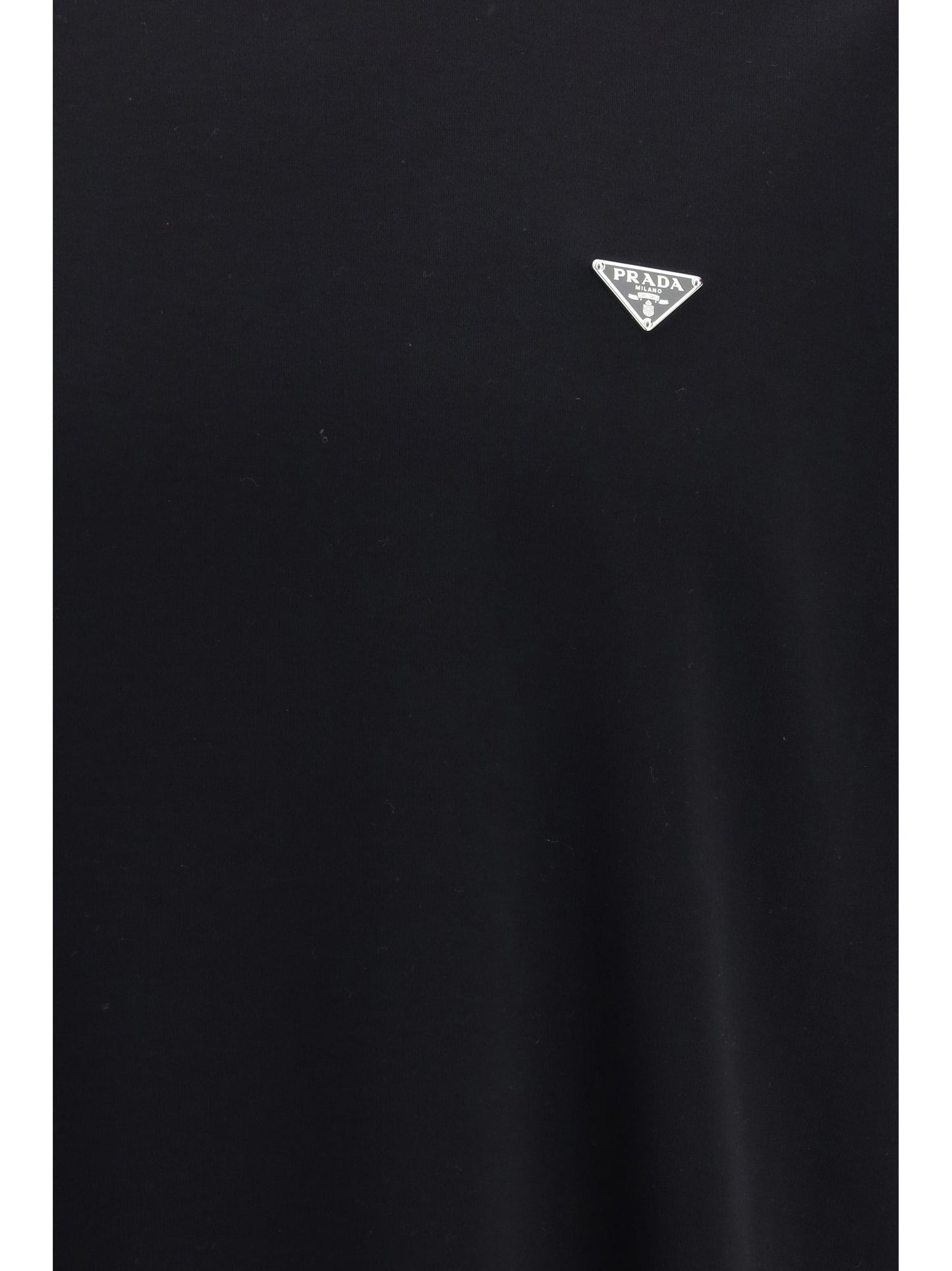 Prada Triangle Logo Cotton T-Shirt — Black
