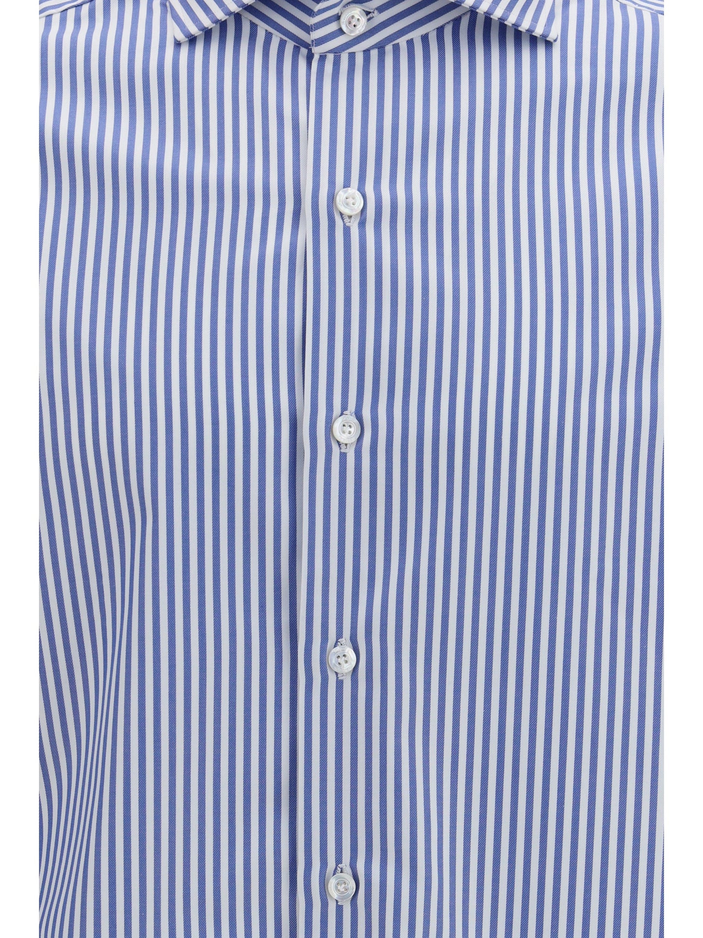 Finamore Striped Cotton Shirt — Blue
