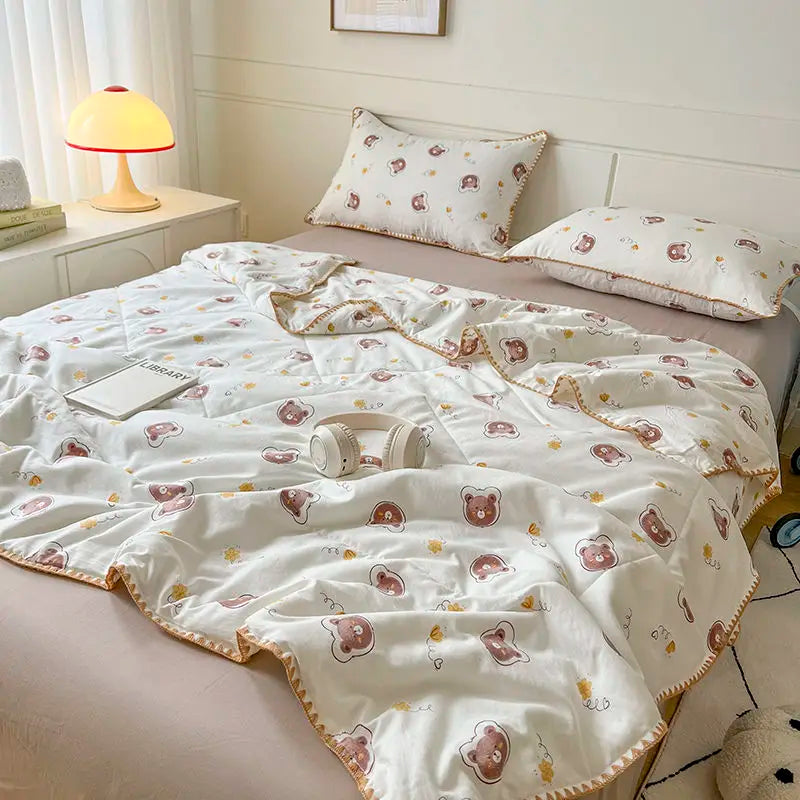 Summer Quilt French Style Comforter Quilt Flora Household Machine Washable Suitable Cool and Refreshing이불 Blanket