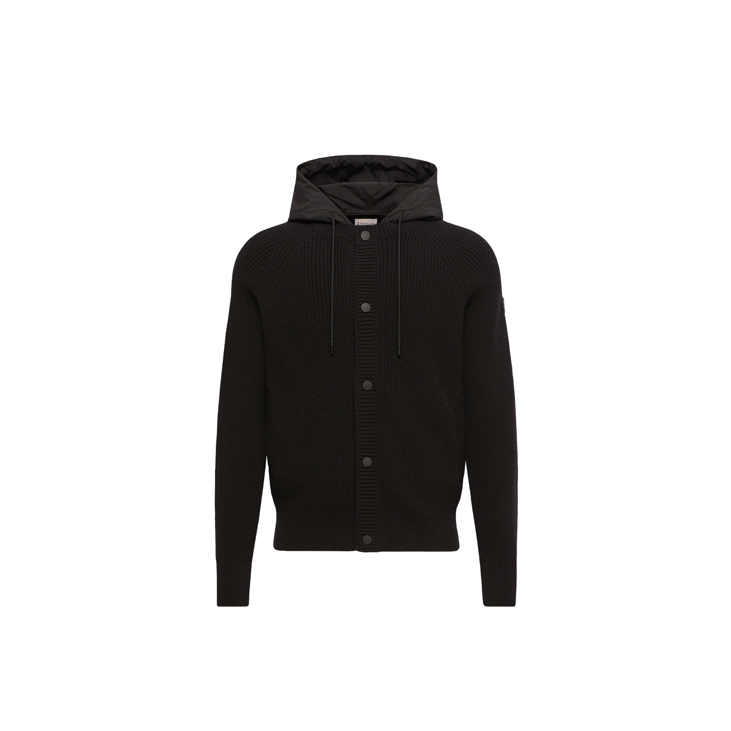 Moncler Ribbed Wool Hooded Jacket — Black