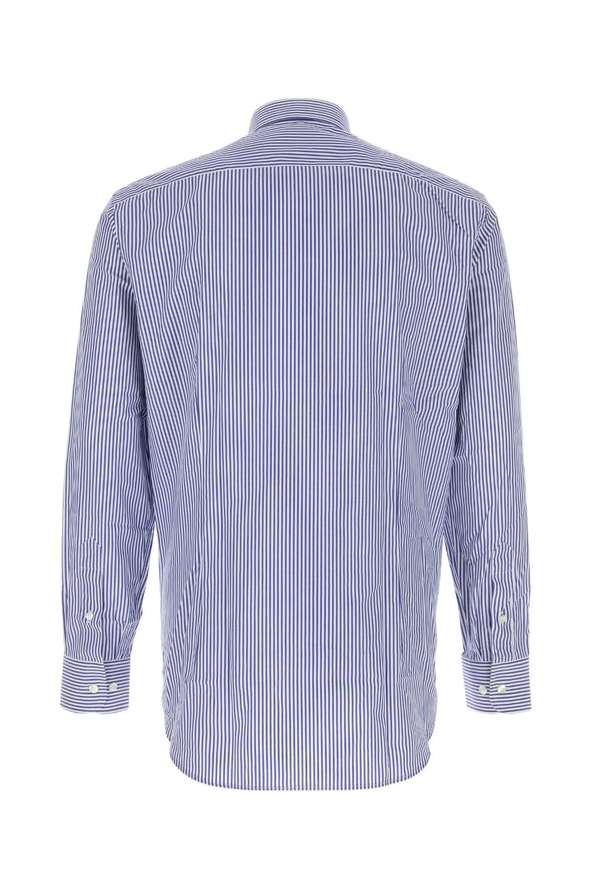 Etro Embroidered Poplin Shirt — Blue