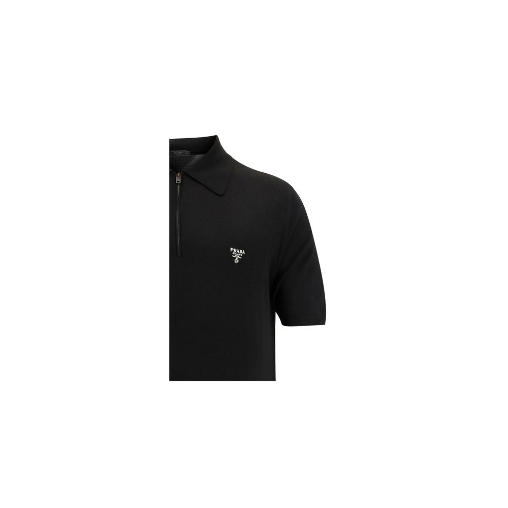 Prada Virgin Wool Polo Shirt — Black