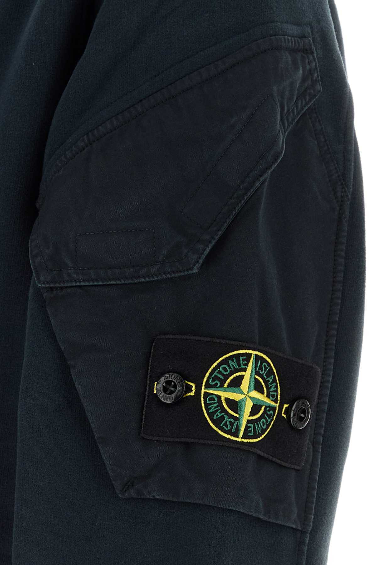 Stone Island Cotton Gabardine Hooded Hooded Jacket — Navy