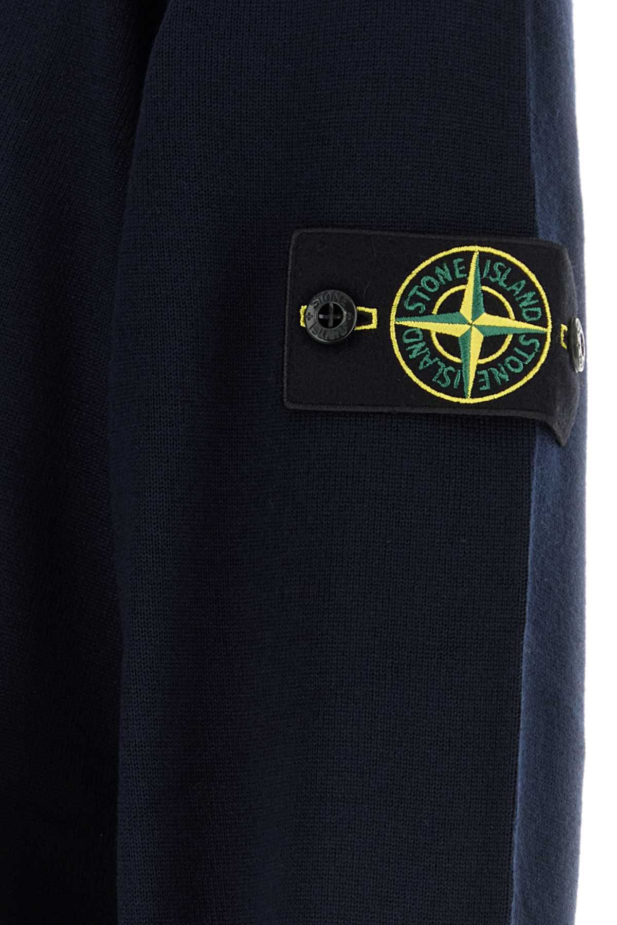 Stone Island Virgin Wool Crew-Neck Sweater — Navy
