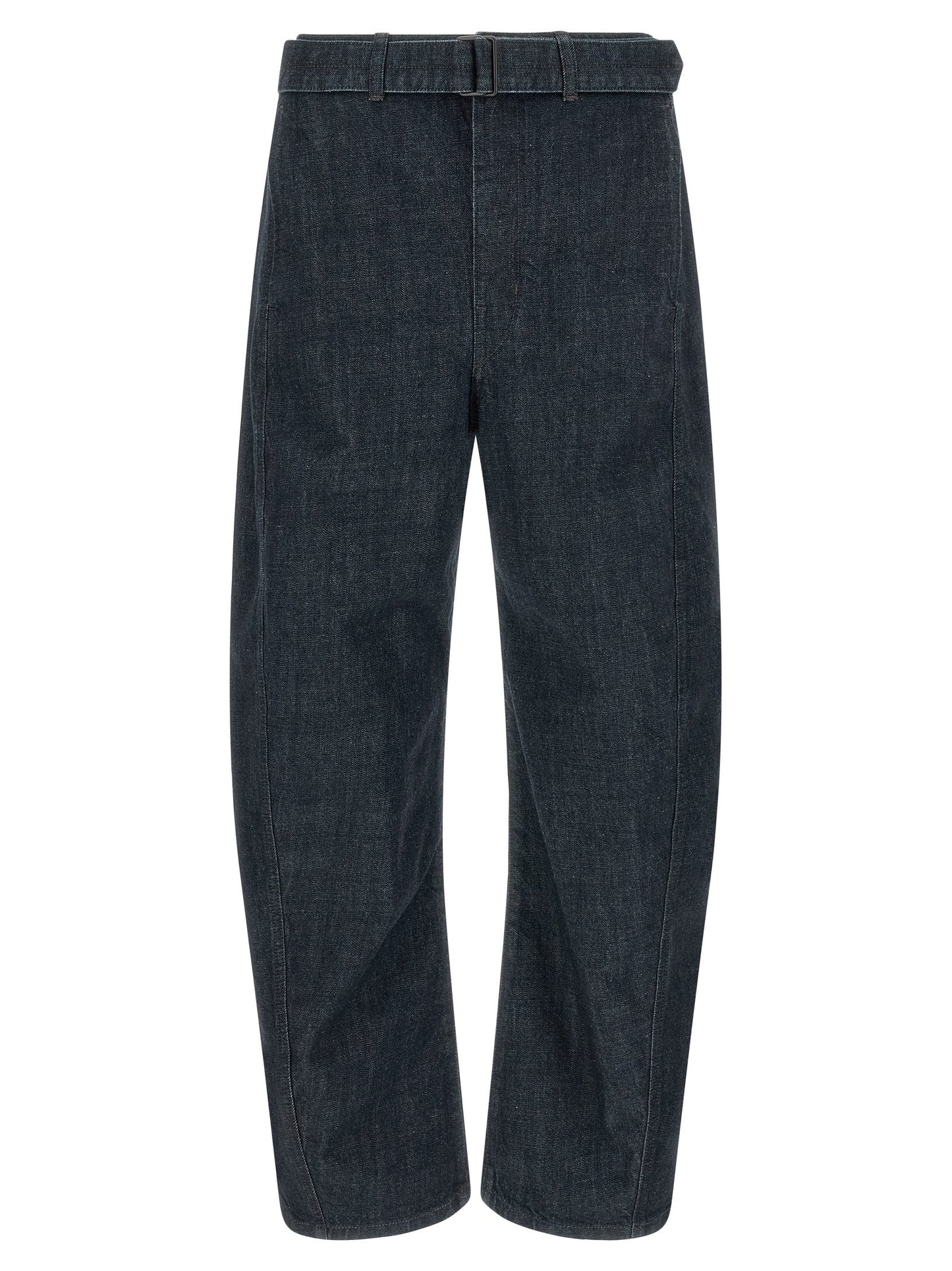 Lemaire Twisted Belted Cotton Denim Jeans — Blue