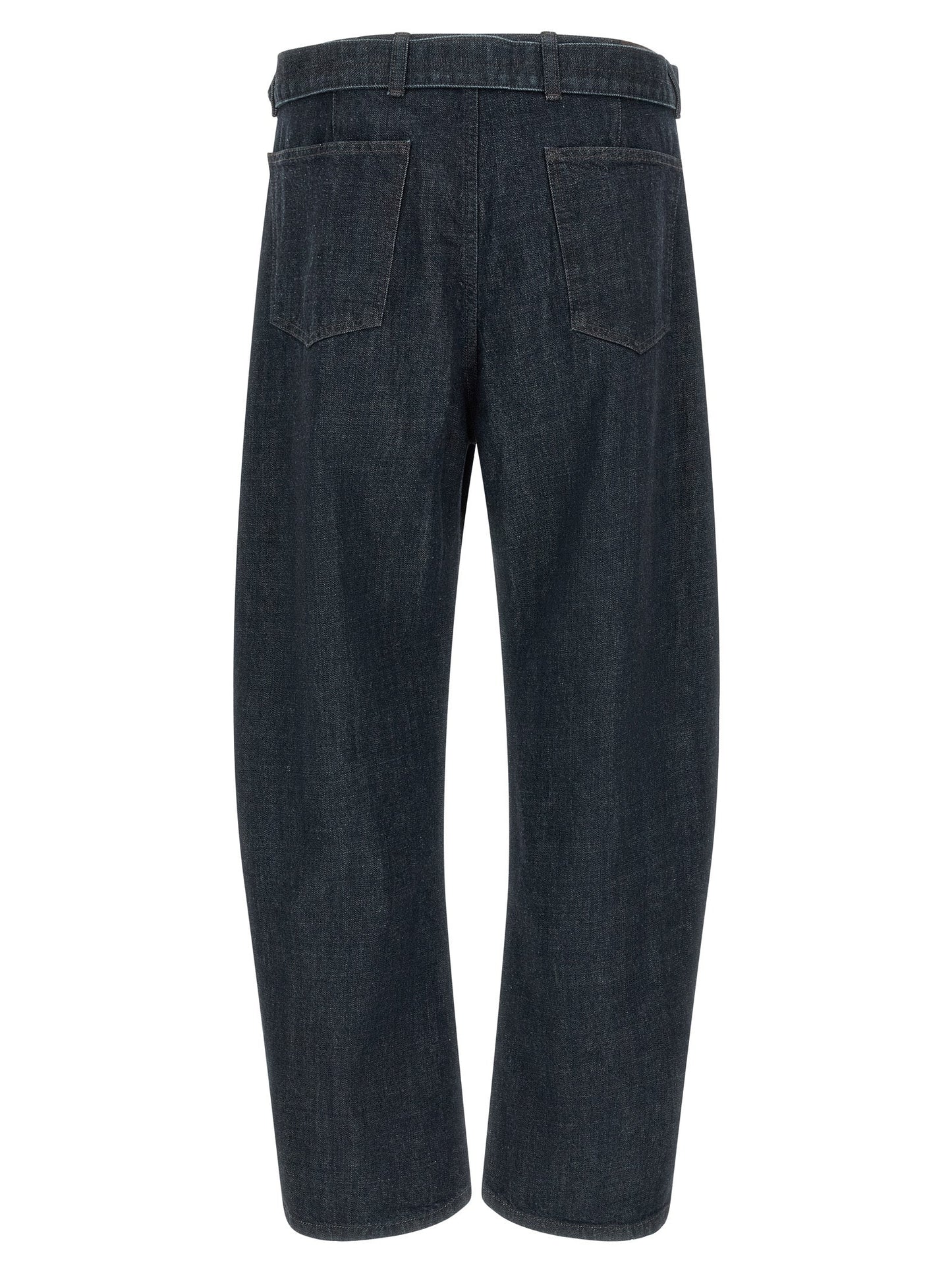 Lemaire Twisted Belted Cotton Denim Jeans — Blue
