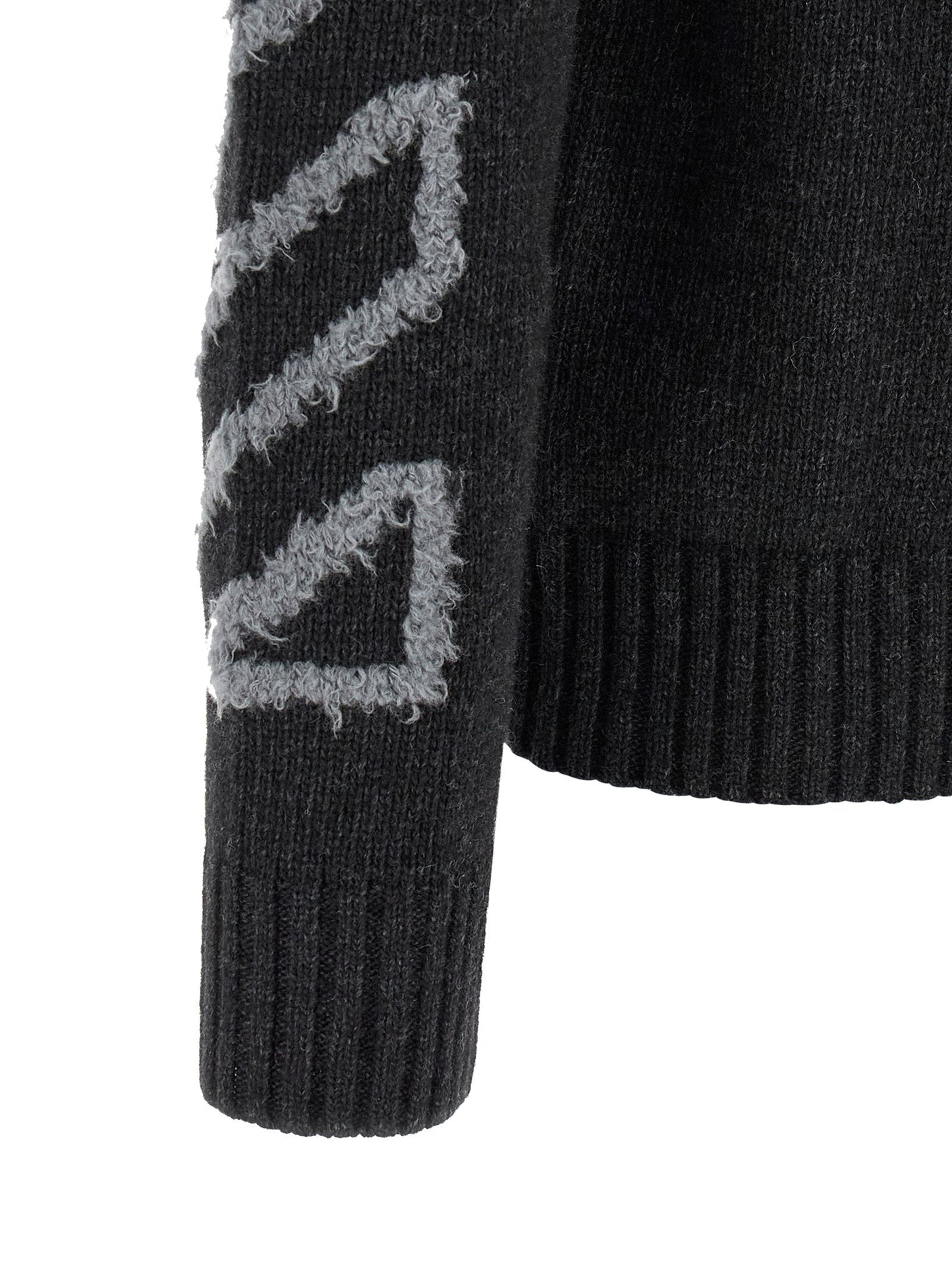 Off-White Diagonal Arrow Wool Crew Neck Sweater — Gray