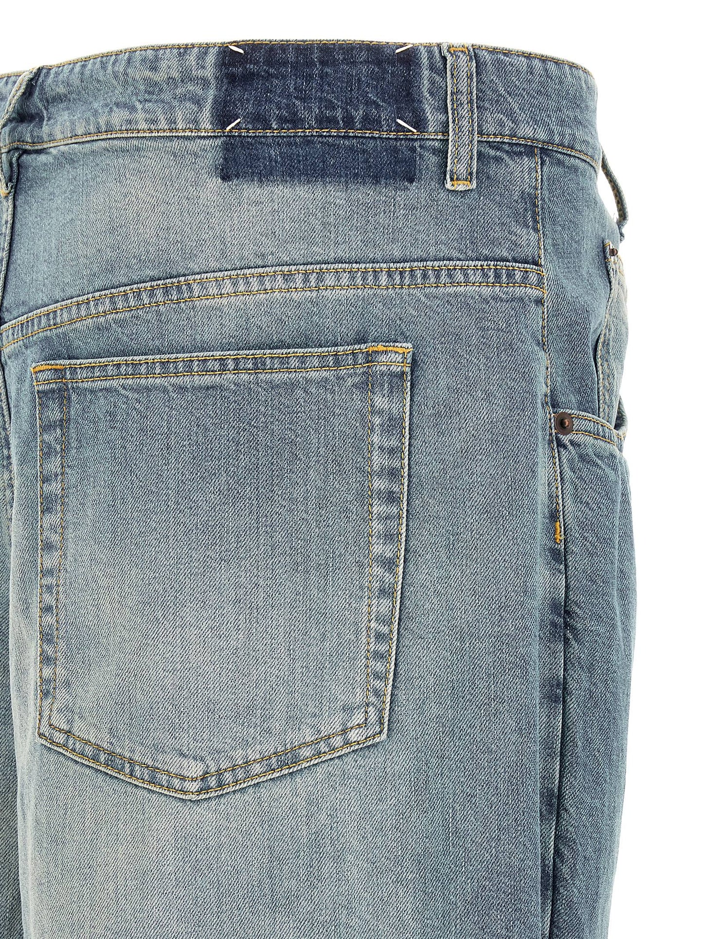 Maison Margiela Deconstructed Light Blue Cotton Jeans — Blue
