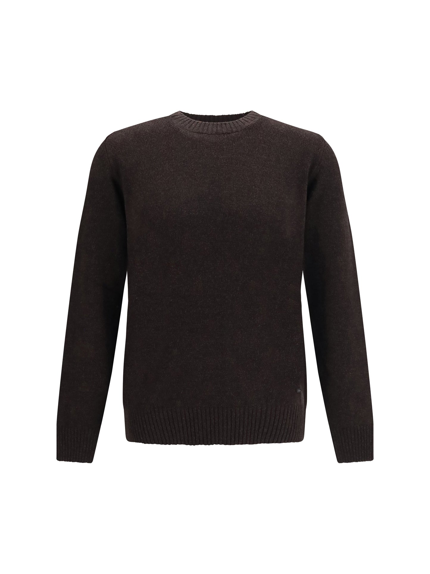 Brooksfield Fleece Wool Crewneck Sweater — Brown
