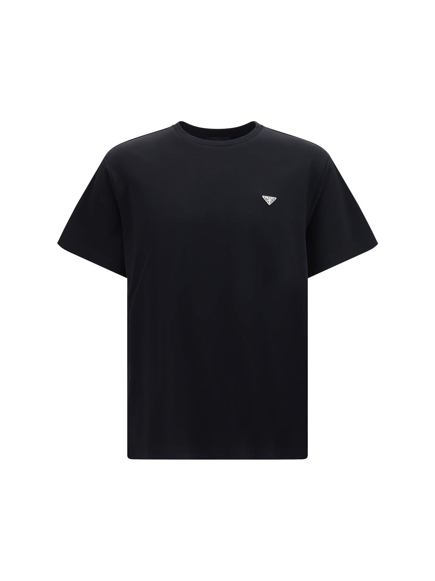 Prada Triangle Logo Cotton T-Shirt — Black