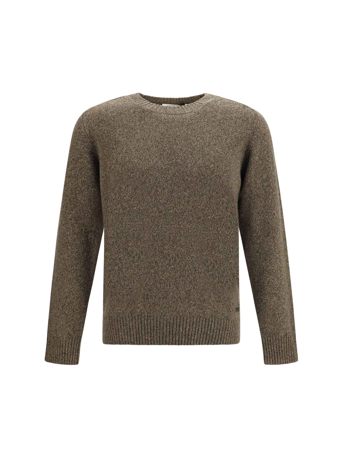 Brooksfield Double-Yarn Fleece Wool Sweater — Brown
