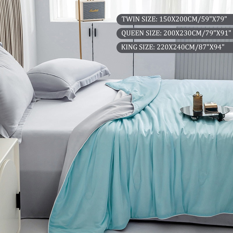 Cooling Blankets Smooth Air Condition Comforter Lightweight Summer Quilt with Double Side Cold & Cooling Fabric