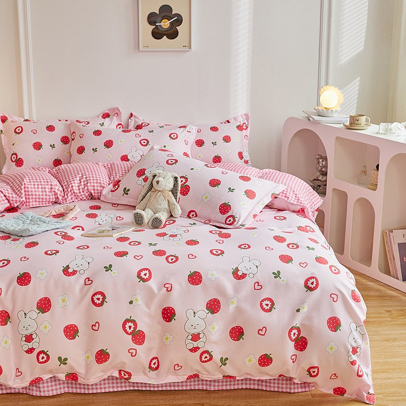 Duvet Cover Home Textile Pillow Case Cute Bed Sheet Kids Girls Bedding Covers Set King Queen Twin Cute Kawaii