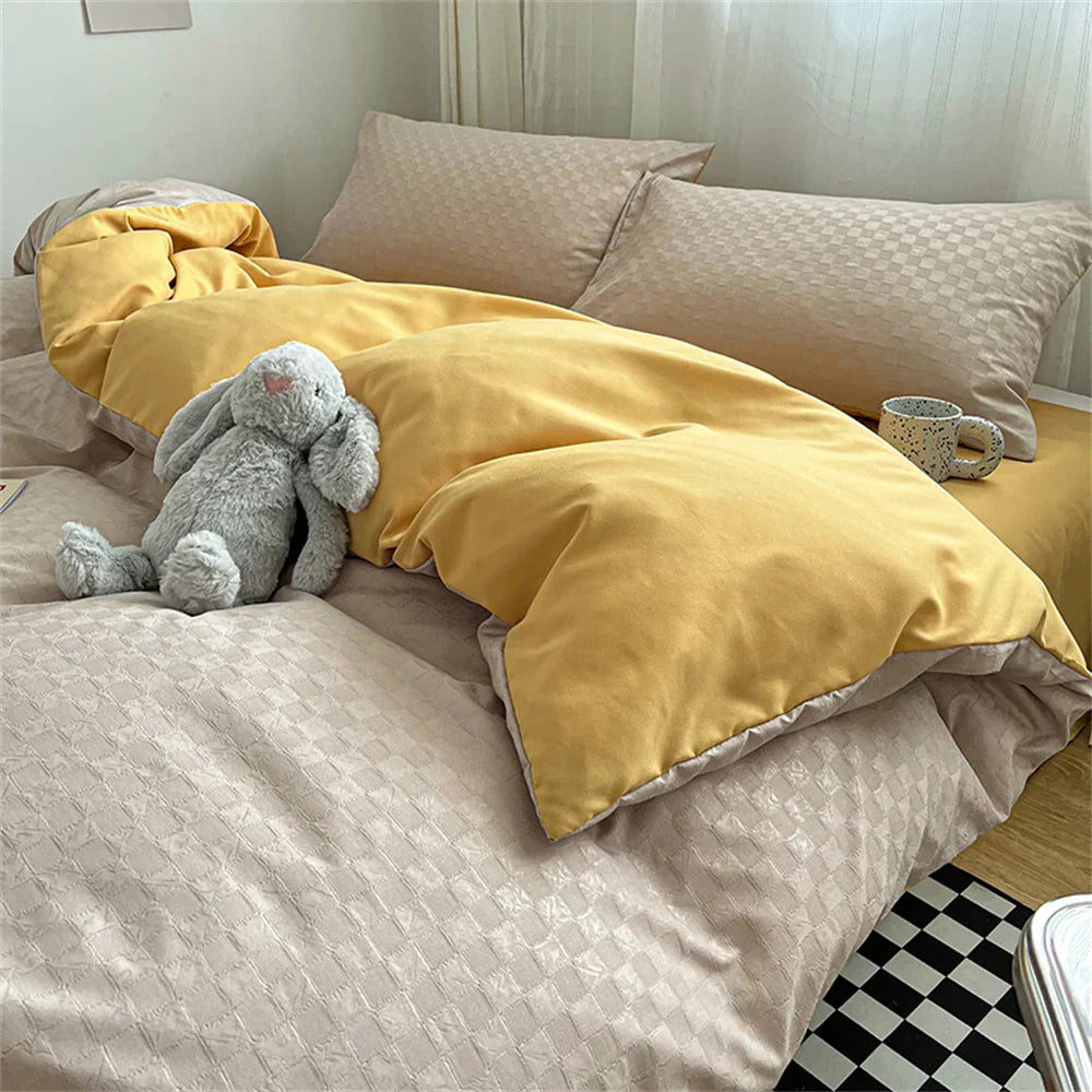 New Jacquard Bedding Set Fashion Skin Friendly Four Piece Set Quilt Cover Flat Sheet King Size Duvet Cover Pillowcase Bed Linens