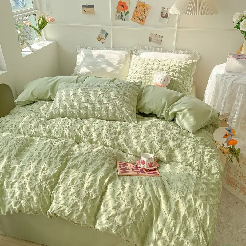 Bedroom Sets Bedding Set Queen Size Bed Sheets Set Quilt Cover Schoolgirl Washed Cotton Sheet Free Shipping Beddings Sets Girl