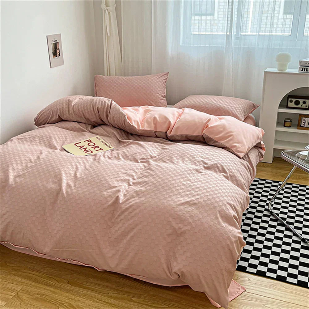 New Jacquard Bedding Set Fashion Skin Friendly Four Piece Set Quilt Cover Flat Sheet King Size Duvet Cover Pillowcase Bed Linens
