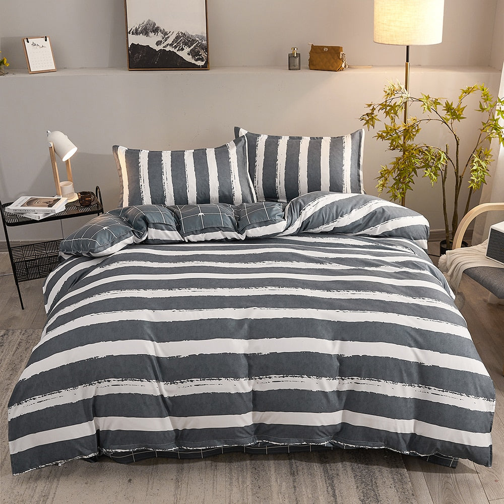 Cartoon Pattern 4-Piece Flat Sheet Quilt Cover Pillow Case Family Bed Sheet Children's Bedding Set 4-Piece Set