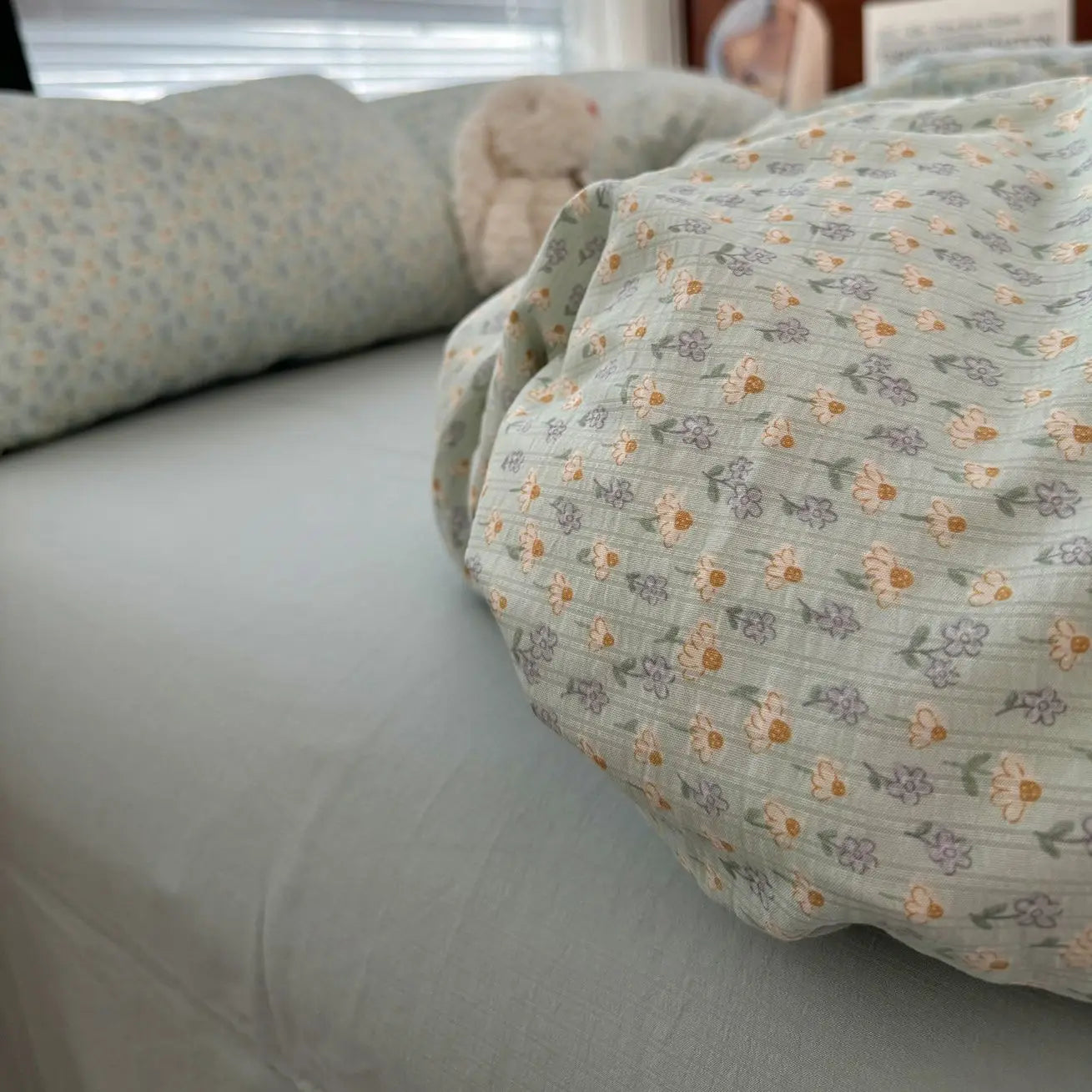 Duvet Cover Set  A-class Ultra Soft Jacquard Double-layer Yarn Washed Cotton Bedding Set  Floral Bed Sheet