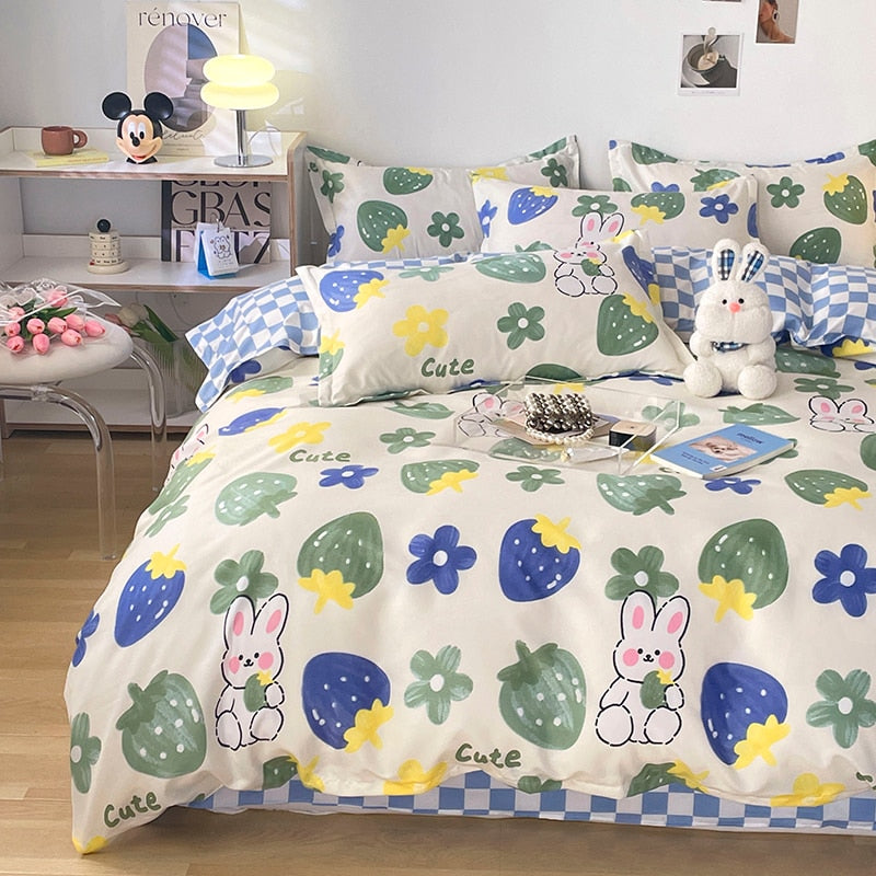 Duvet Cover Home Textile Pillow Case Cute Bed Sheet Kids Girls Bedding Covers Set King Queen Twin Cute Kawaii