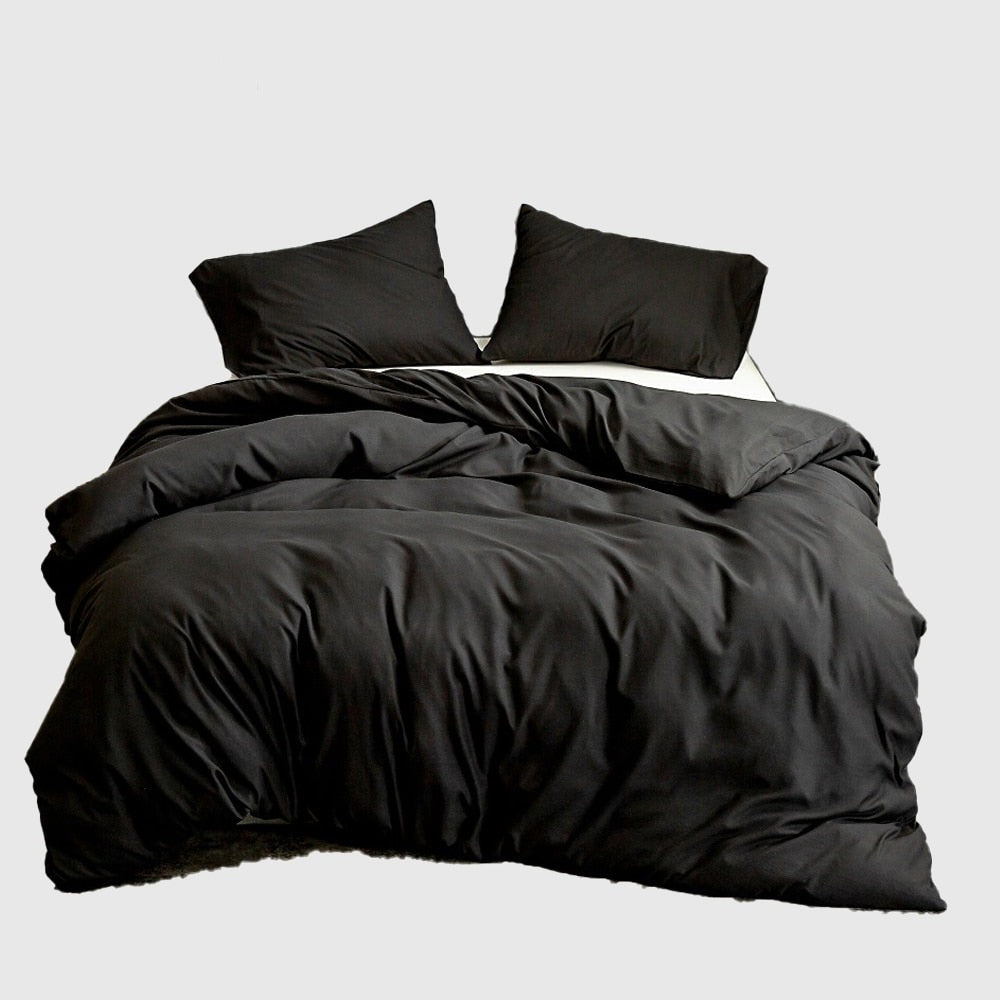 Home Textile Solid Color Duvetcover&2pcs Pillowcase Bed Quilt Cover Bedding Linens Set King 104*90 Inch Queen 90*90 Inch
