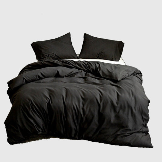 Home Textile Solid Color Duvetcover&2pcs Pillowcase Bed Quilt Cover Bedding Linens Set King 104*90 Inch Queen 90*90 Inch