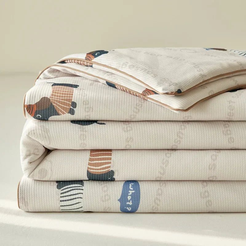 Summer Quilt  Class A Knitted Aerobic Cotton Printed Soybean Quilt Summer Bedspread Home Textiles