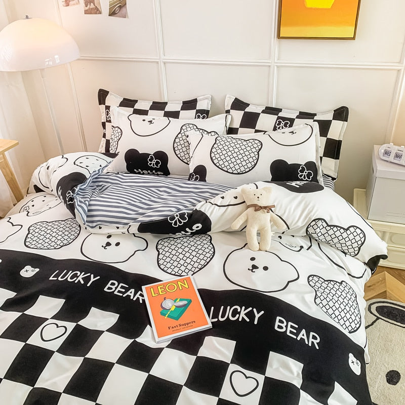 Duvet Cover Home Textile Pillow Case Cute Bed Sheet Kids Girls Bedding Covers Set King Queen Twin Cute Kawaii