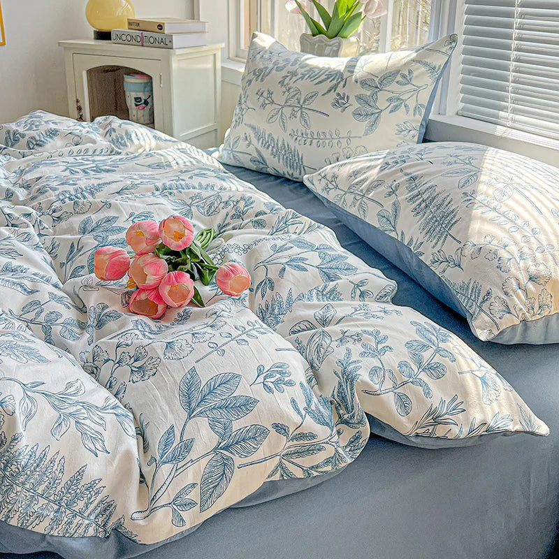 2025 Washed Cotton Double Yarn Single Quilt Cover Simple Wind Ins Wind Small Floral Korean Version Duvet Skin Friendly Bedding
