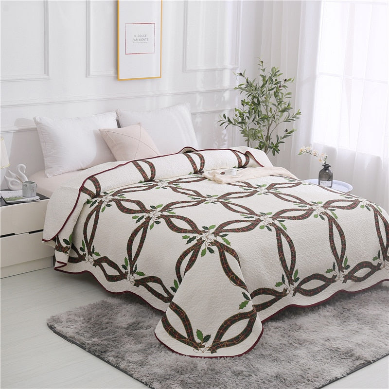 100% Cotton Yellow Daisy Quilt 3pcs Embroidered Quilted Quilt Pillowcase Free Shipping