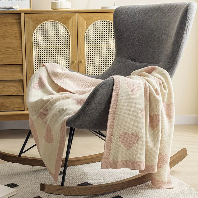 Ins Love Heart Knitted Blanket Soft Throw Blanket For Bed Sofa Towel For Girls Gift Decor Home Bedding 130x150cm