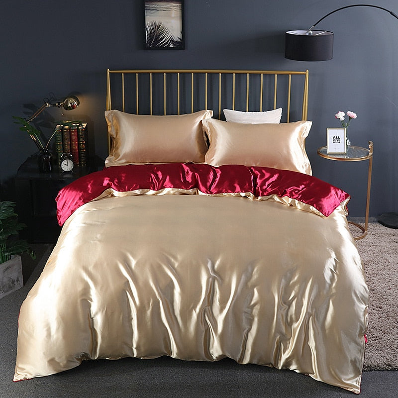 blending Mulberry Silk Bedding Set Silky High-end Queen Size Duvet Cover Set with Fitted Sheet Luxury Bedding Sets King Bed Sets