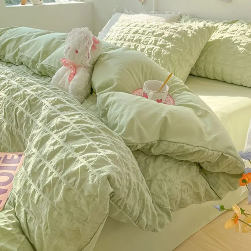 Bedroom Sets Bedding Set Queen Size Bed Sheets Set Quilt Cover Schoolgirl Washed Cotton Sheet Free Shipping Beddings Sets Girl