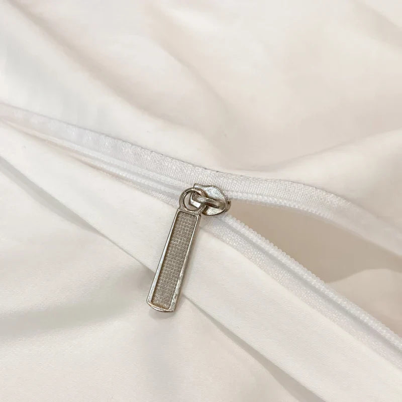 100% Cotton Luxury Hotel Style Bedding Set Queen King Size Solid Color Embroidery Duvet Cover Flat/Fitted Bed Sheet Pillowcases