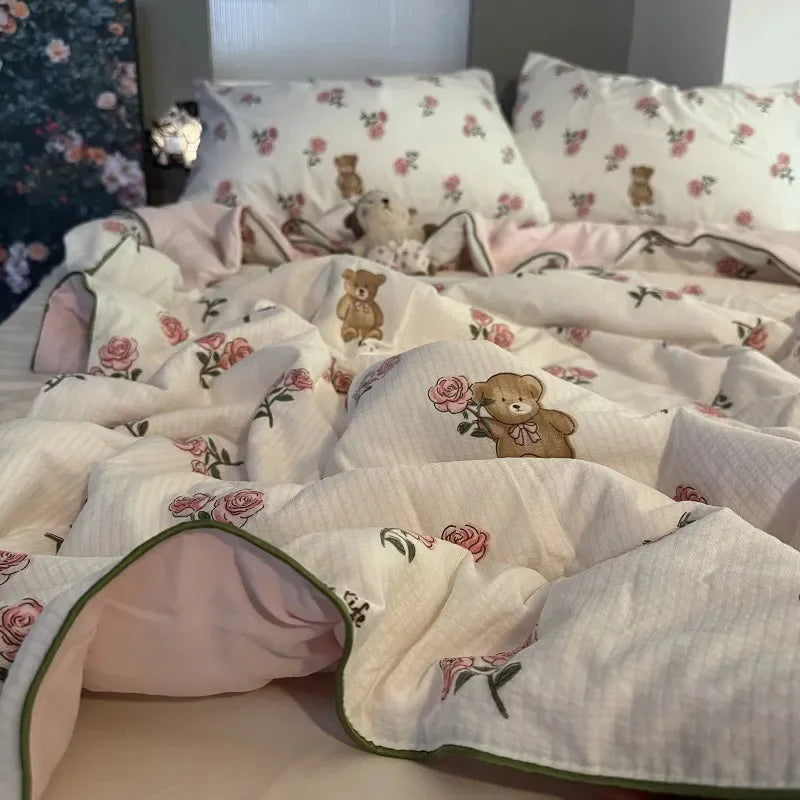 Summer Blanket Cool Quilt Cute Flower Bubble Cotton Summer Quilt Sleeping Naked Air Conditioning Quilt Lightweight  Washable