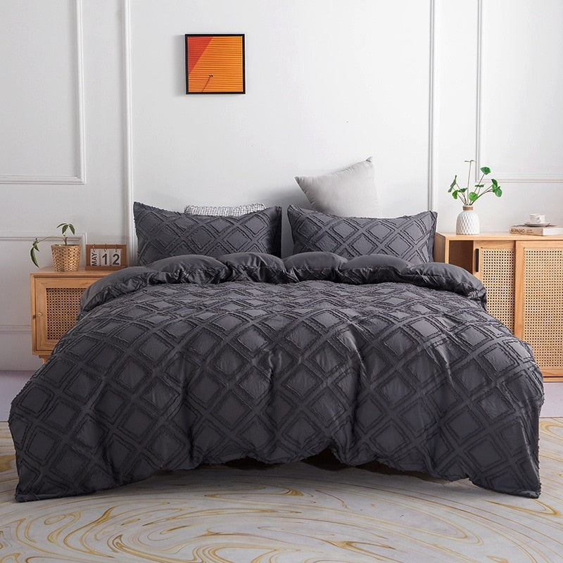Luxury Nordic Tufted Solid Color Sheet Set Couple Double Bed Bedding Set Bedspread Quilt Cover Pillowcase for Bedroom