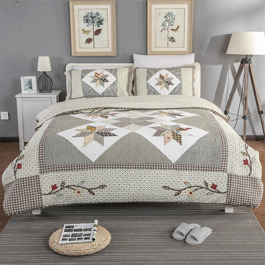 Single Double Bed Cotton Embroidered Patchwork 3 Piece Quilted Quilt Light Quilt Pillow Cover len?ol de cama casal