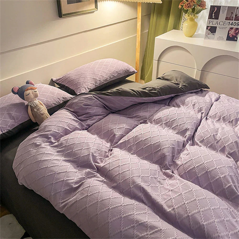 Bedding Set Fashion Skin Friendly Fabric Home Hotel King Size Single Double Bed Set Duvet Cover Quilt Cover Pillowcase Bed Linen