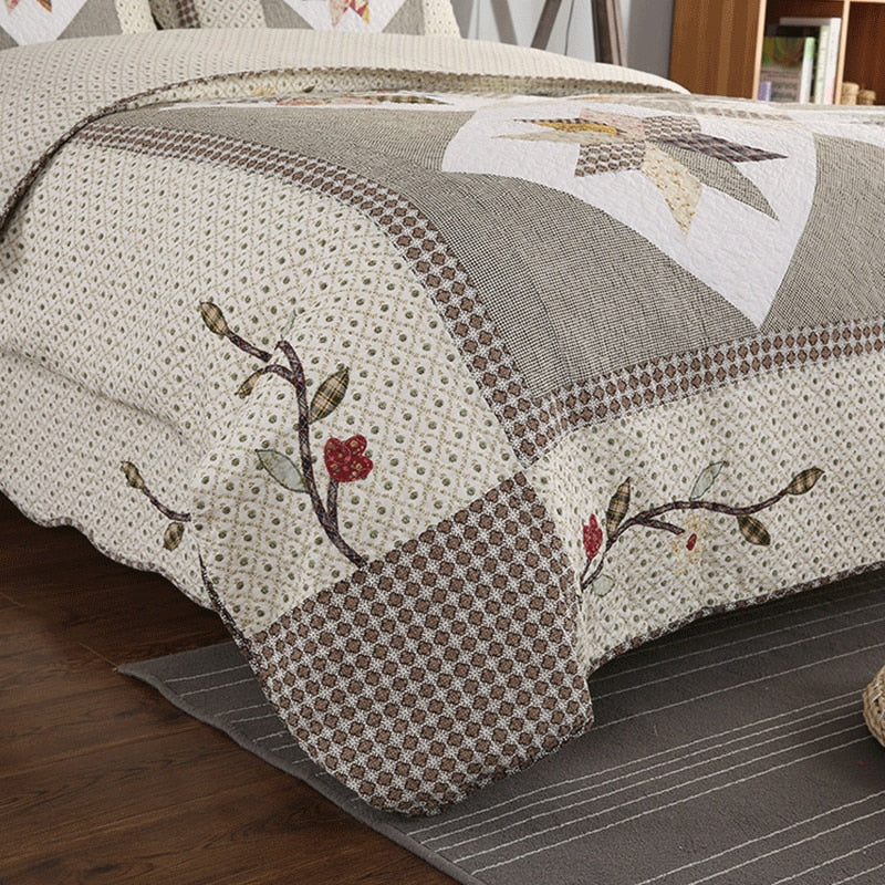 Single Double Bed Cotton Embroidered Patchwork 3 Piece Quilted Quilt Light Quilt Pillow Cover len?ol de cama casal