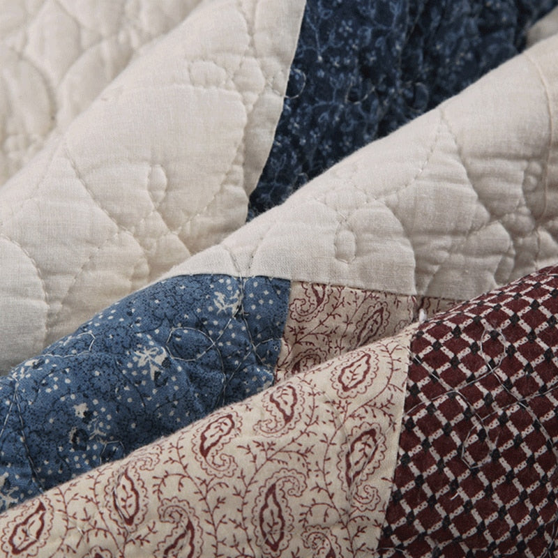 Double Bed Cotton Printed Patchwork Pentagram Set Of 3 Quilted Quilt Light Quilt Pillowcase