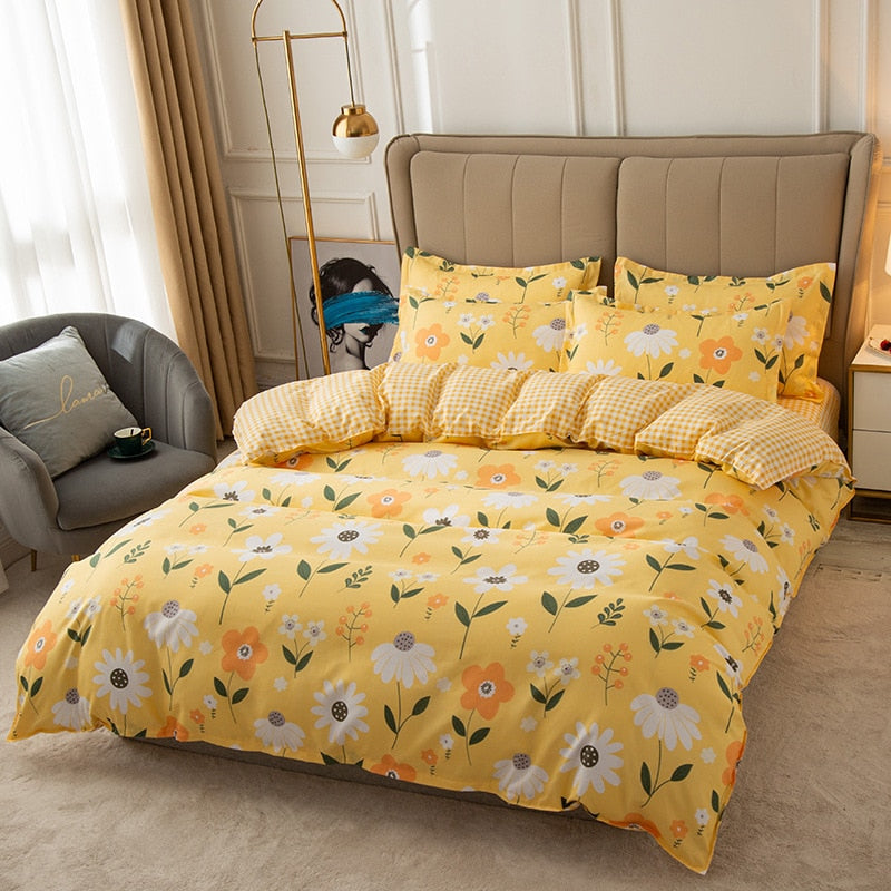 Cute Cartoon Print Duvet Cover 220x240 Lovely Pattern Adults Kids Quilt Cover AB Double-sided Comforter Covers No Pillow Cases