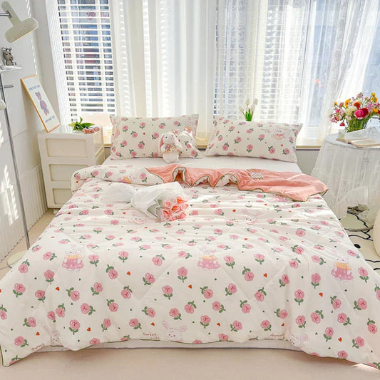 Quilt Double Layer Yarn Soybean Fiber Mother And Baby Grade Soft Glutinous Summer Cool Quilt Comfortable Breathable Home Textile