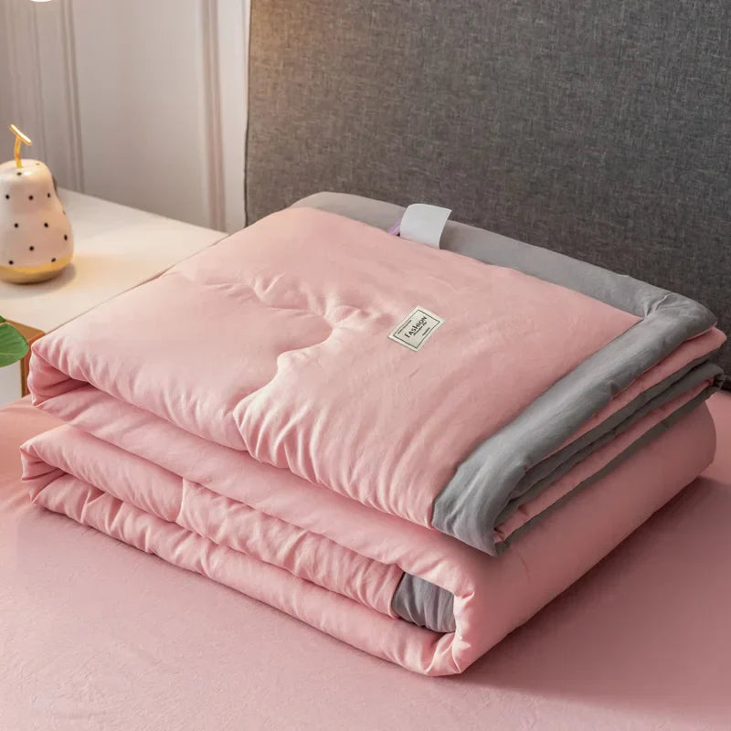Airconditioning Quilt Gewassen Katoen Gooi Deken Quilten Dunne Dekbed Cooling Dekbed Gewatteerde Quilt Effen Kleur