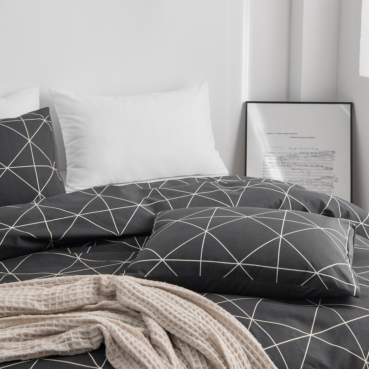 All Season Nordic Fashion Flat Sheet Set and Bedding Quilt Duvet Cover and Pillowcase for Home Decor Twin Queen King Size