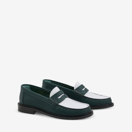 Yardee Moccasin Loafer Green Embossed
