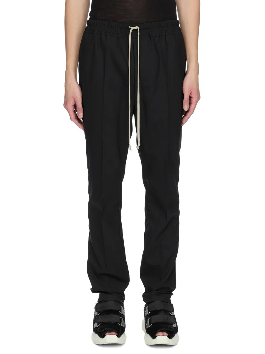 Rick Owens Drawstring Wool Trousers — Black