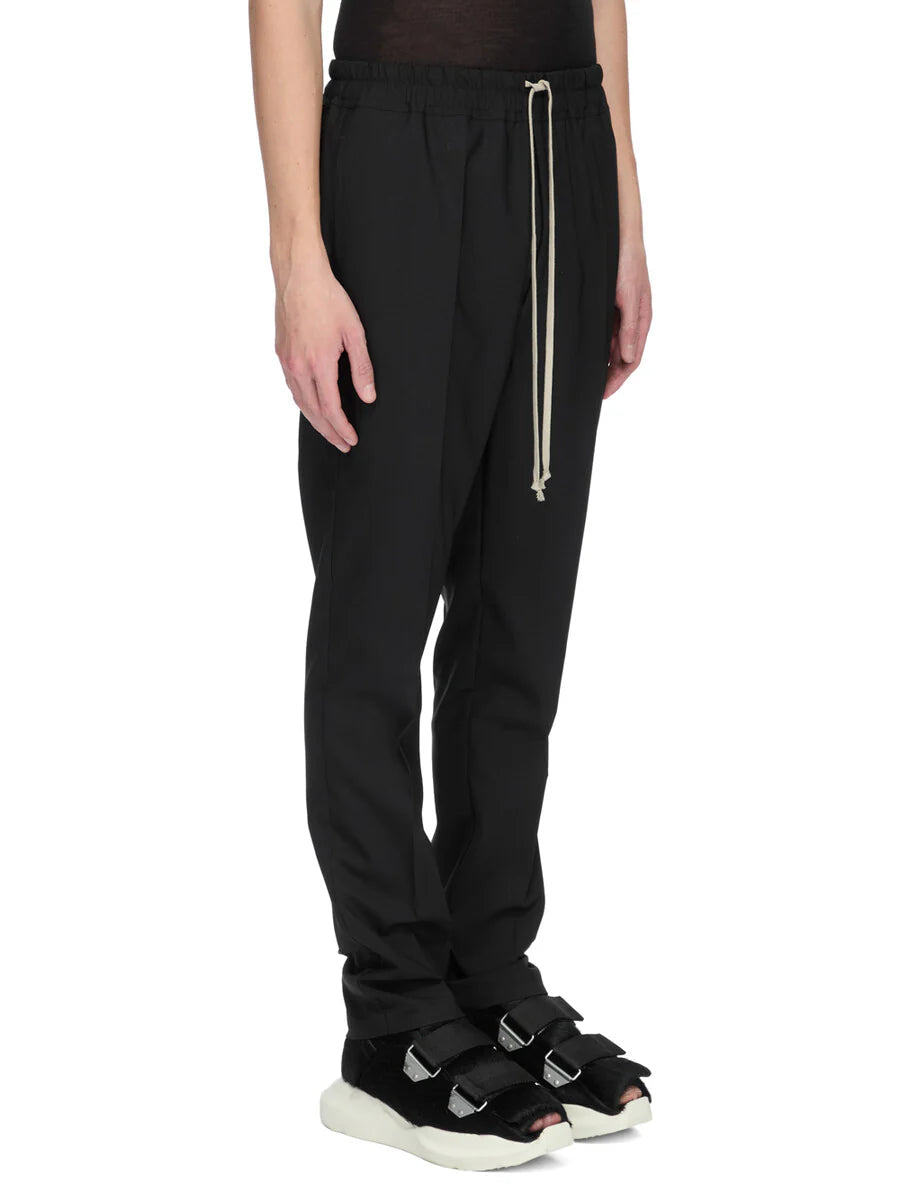 Rick Owens Drawstring Wool Trousers — Black