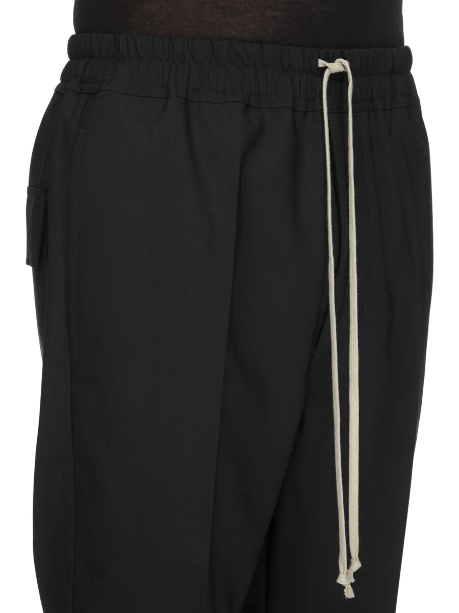 Rick Owens Drawstring Wool Trousers — Black