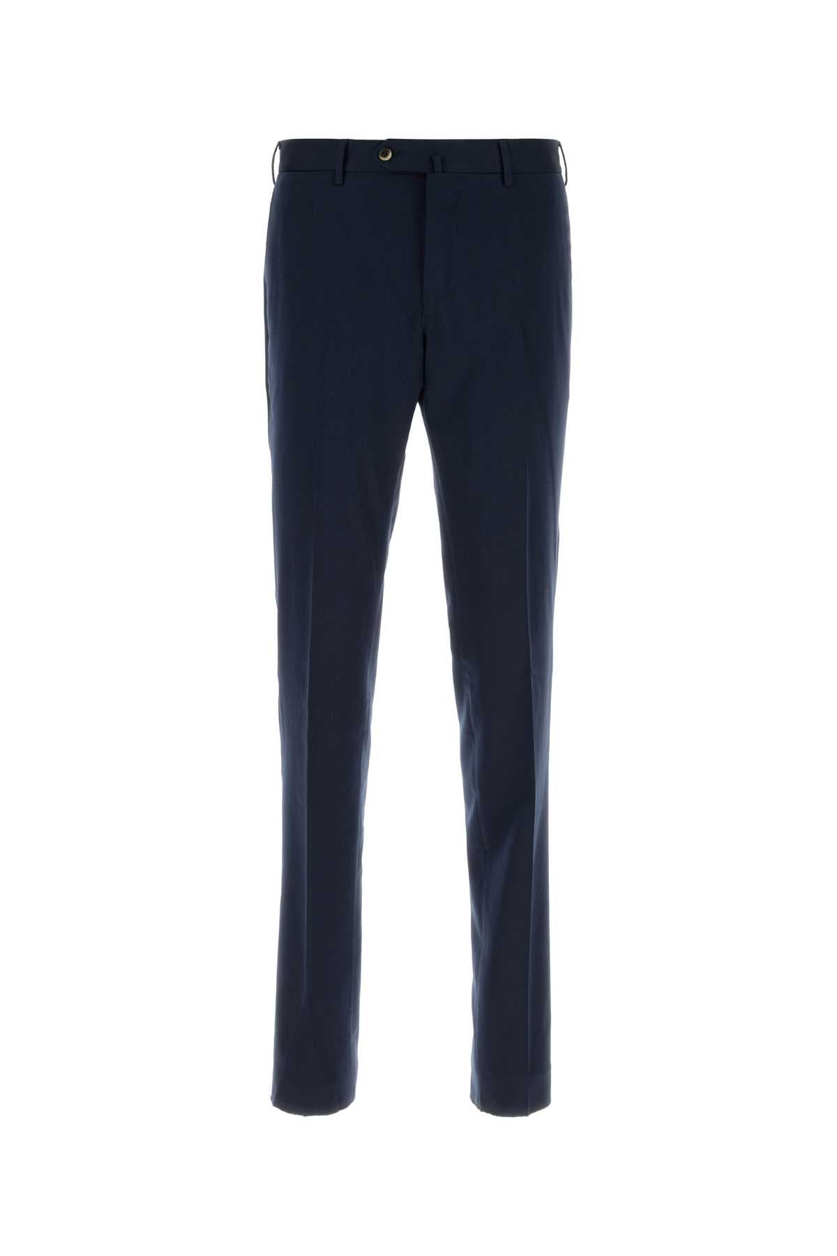 Pt Torino Cotton-Silk Blend Trousers — Navy